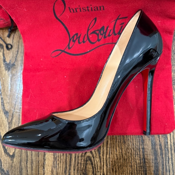 New Christian Louboutin So Kate 120mm Black Patent Leather Size EU 38 US 7.5 - Picture 10 of 17